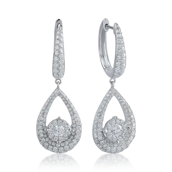 Cercei din aur alb cu diamante de 2.04ct