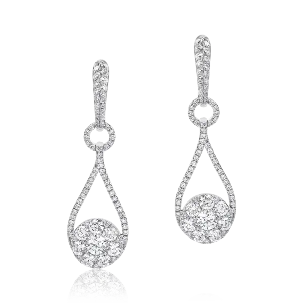 Cercei din aur alb cu diamante de 2.18ct
