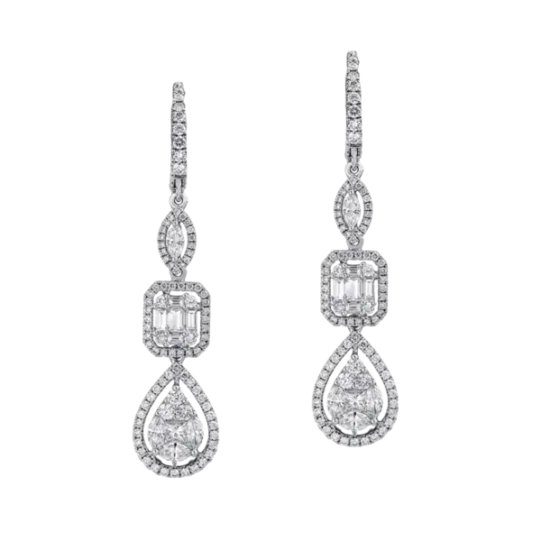 Cercei din aur alb cu diamante de 2.63ct