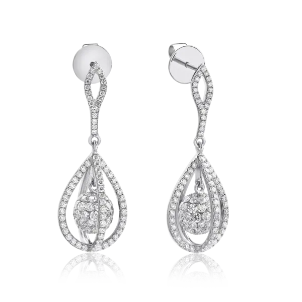 Cercei din aur alb cu diamante de 2.8ct