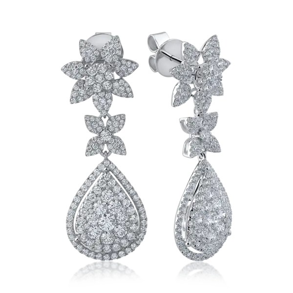 Cercei din aur alb cu diamante de 3.74ct