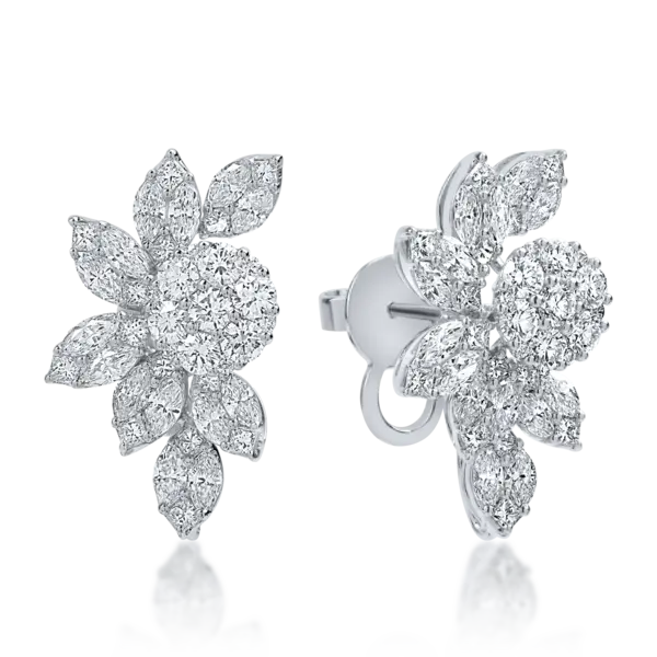 Cercei din aur alb cu diamante de 3.87ct