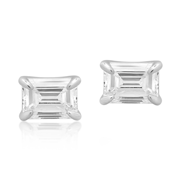 Cercei din aur alb cu diamante emerald de 0.8ct