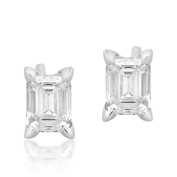 Cercei din aur alb cu diamante emerald de 0.8ct