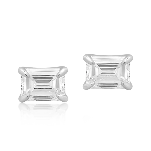 Cercei din aur alb cu diamante emerald de 1.2ct