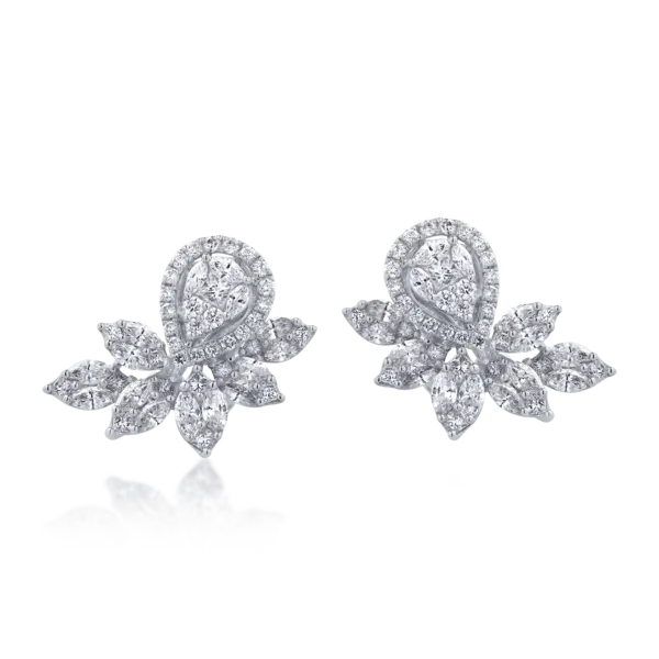 Cercei din aur alb cu diamante marquise de 2.93ct