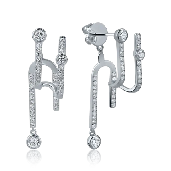 Cercei din aur alb cu diamante microsetting de 0.74ct