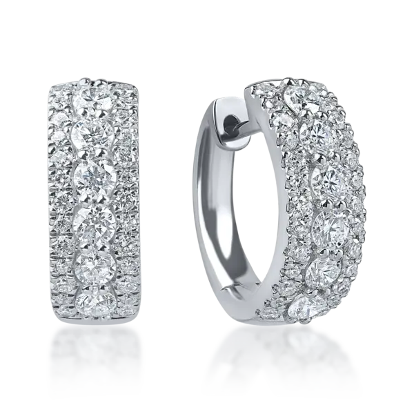 Cercei din aur alb cu diamante microsetting de 1.3ct