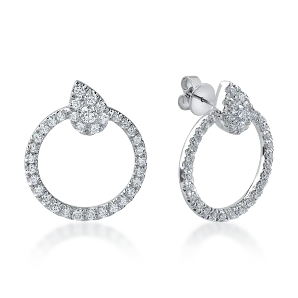 Cercei din aur alb cu diamante microsetting de 1.3ct