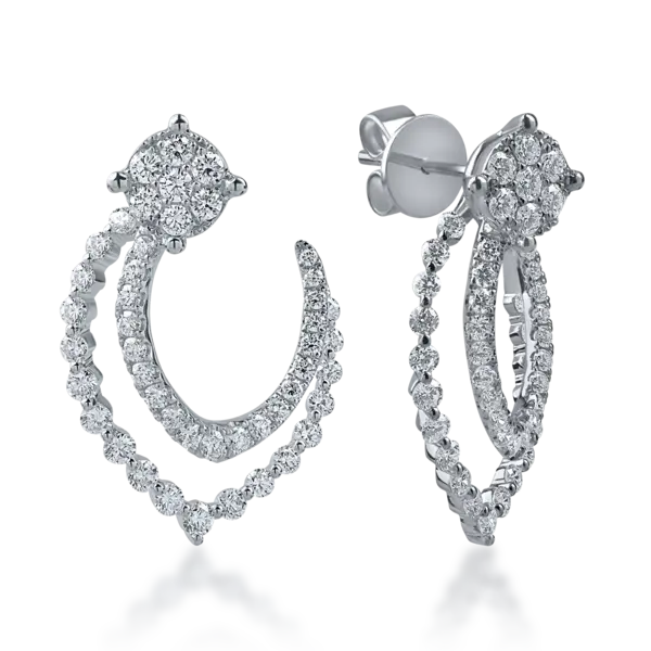 Cercei din aur alb cu diamante microsetting de 1.6ct