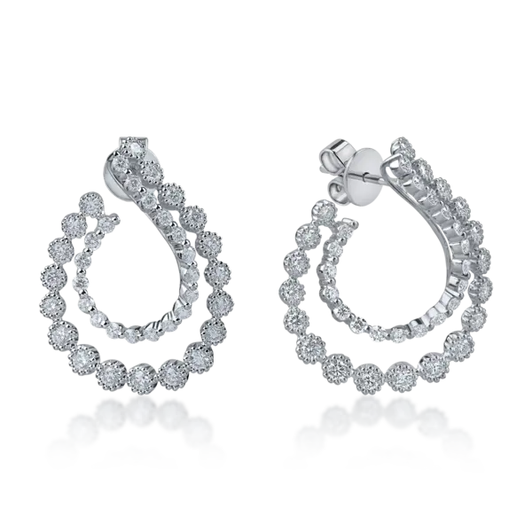 Cercei din aur alb cu diamante microsetting de 1.7ct