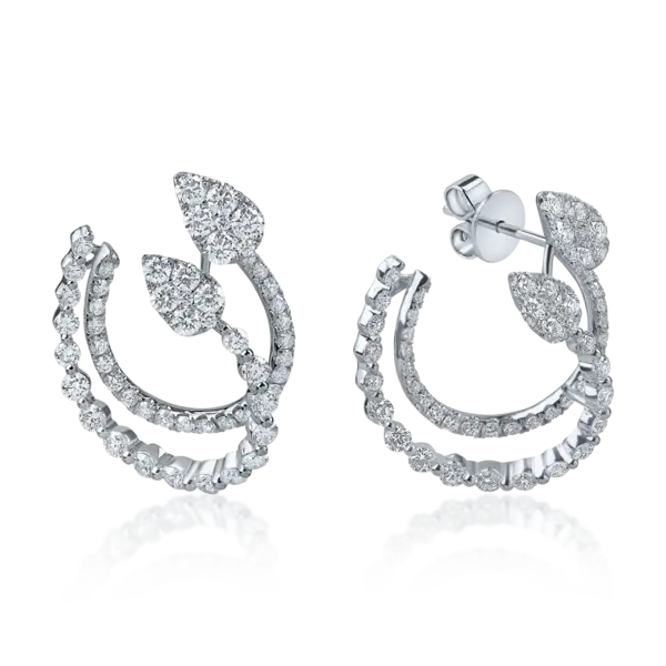 Cercei din aur alb cu diamante microsetting de 2.4ct
