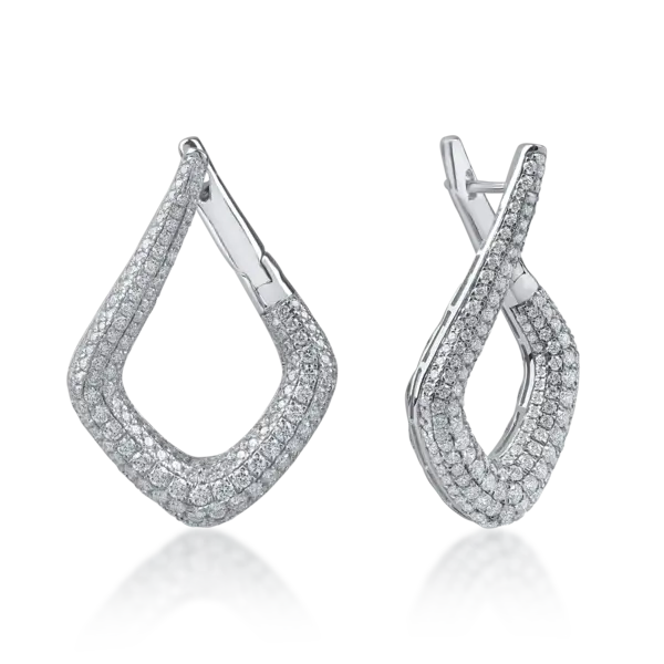 Cercei din aur alb cu diamante microsetting de 2.6ct