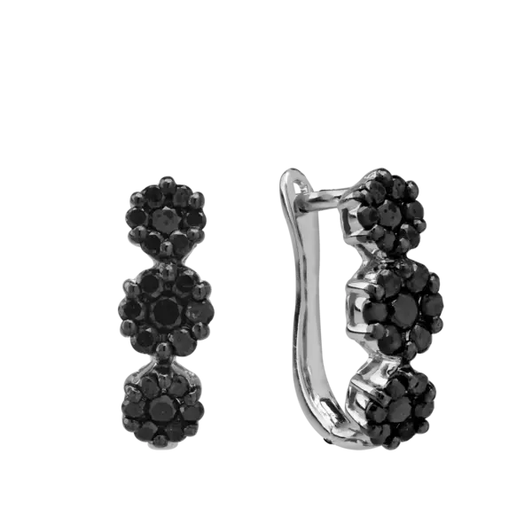 Cercei din aur alb cu diamante negre de 0.93ct