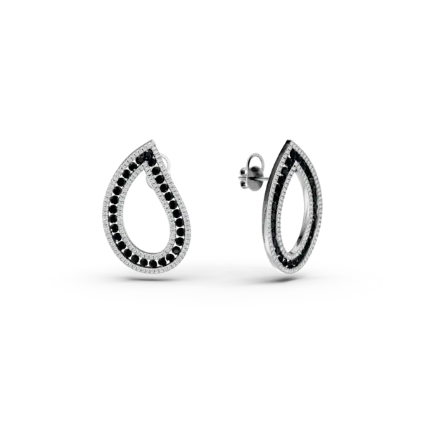 Cercei din aur alb cu diamante negre de 1.82ct si diamante transparente de 0.62ct