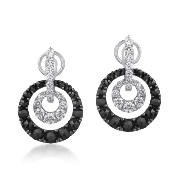 Cercei din aur alb cu diamante negre de 4.86ct si diamante transparente de 1.96ct
