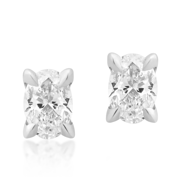 Cercei din aur alb cu diamante ovale de 0.8ct