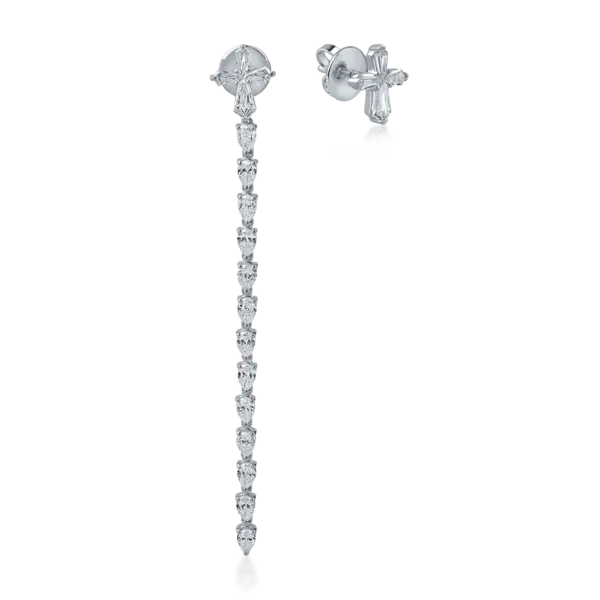 Cercei din aur alb cu diamante pear si kite de 2.89ct