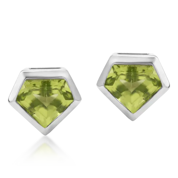 Cercei din aur alb cu peridote de 1.26ct
