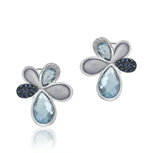 Cercei din aur alb cu pietre pretioase si semipretioase de 16.26ct