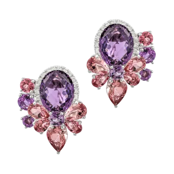 Cercei din aur alb cu pietre pretioase si semipretioase de 10.95ct