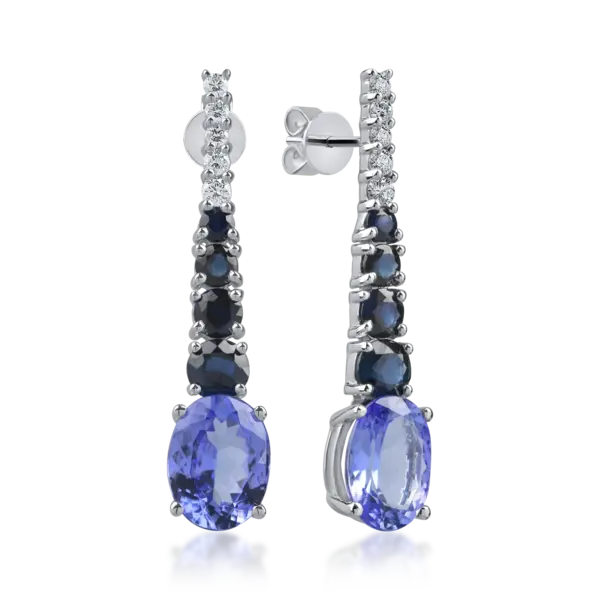 Cercei din aur alb cu pietre pretioase si semipretioase de 5.5ct