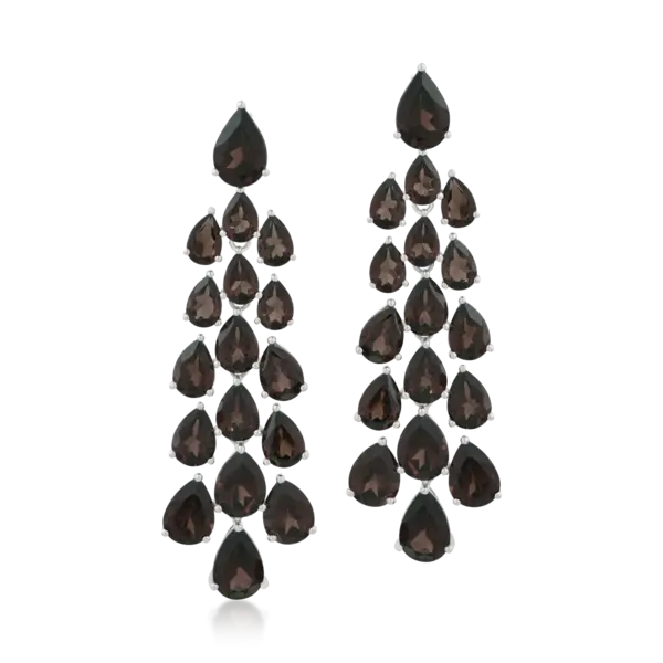 Cercei din aur alb cu quartz fumuriu pear de 24.04ct