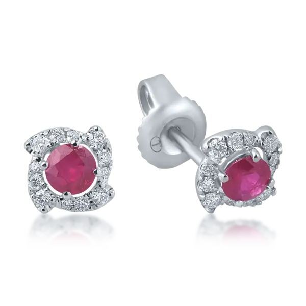 Cercei din aur alb cu rubine de 0.46ct si diamante de 0.17ct