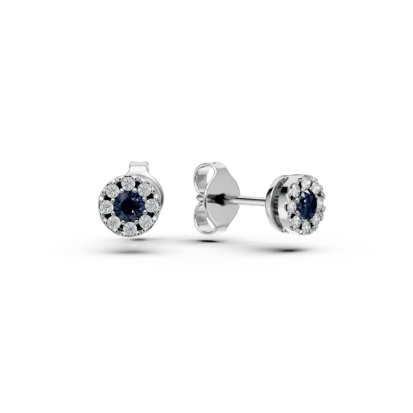 Cercei din aur alb cu safire de 0.17ct si diamante de 0.08ct