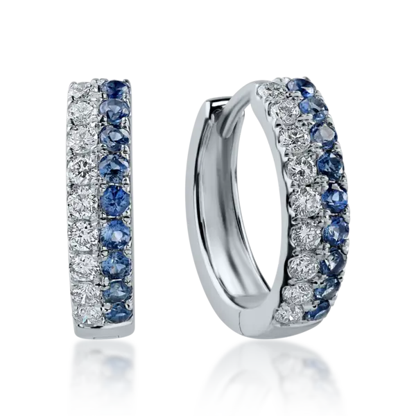 Cercei din aur alb cu safire de 0.271ct si diamante de 0.211ct
