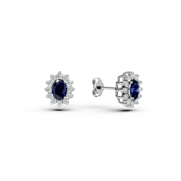 Cercei din aur alb cu safire de 1.16ct si diamante de 0.44ct