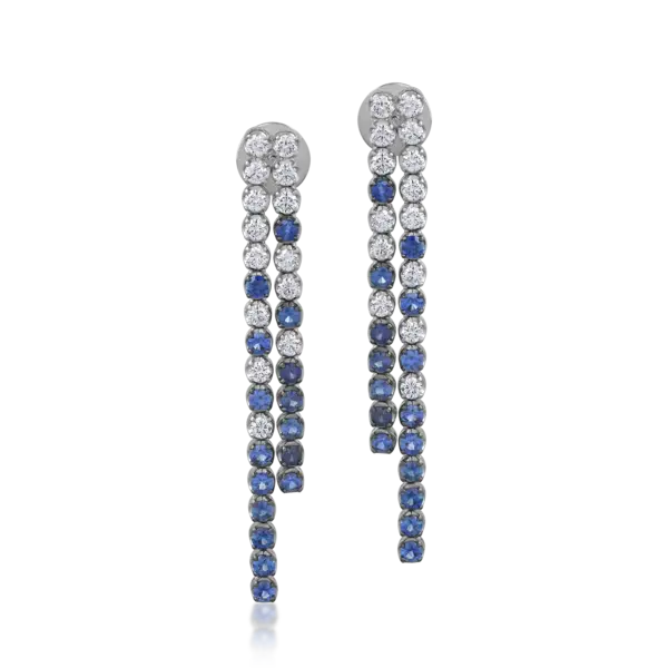 Cercei din aur alb cu safire de 2.23ct si diamante de 1.4ct