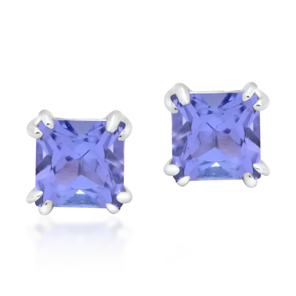 Cercei din aur alb cu tanzanite princess de 0.78ct
