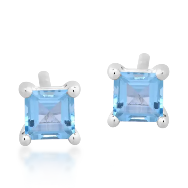 Cercei din aur alb cu topaze albastre square de 0.911ct