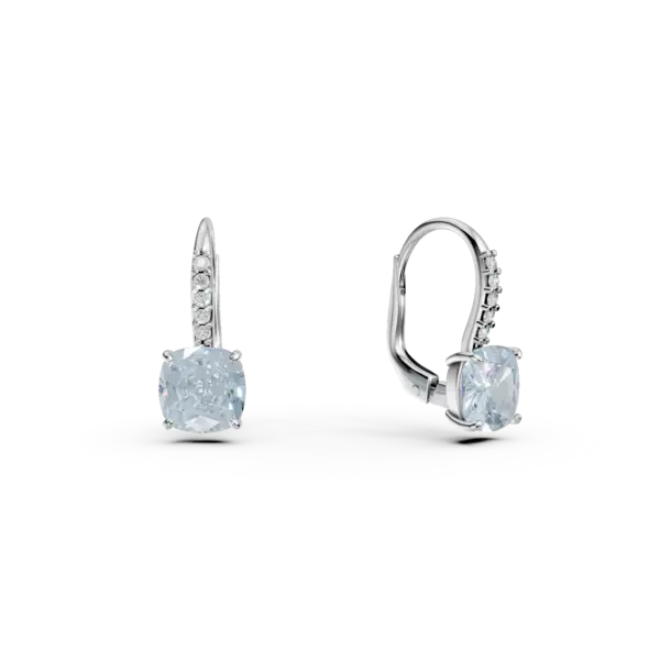 Cercei din aur alb cu topaze cushion de 2.2ct si zirconii