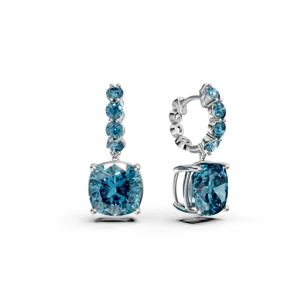 Cercei din aur alb cu topaze london blue cushion si rotunde de 12.2ct