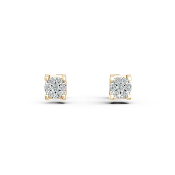 Cercei din aur alb-galben cu diamante de 0.102ct