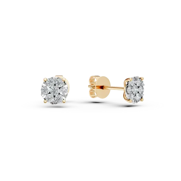 Cercei din aur alb-galben cu diamante de 0.346ct