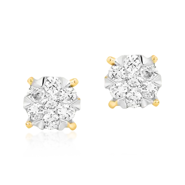 Cercei din aur alb-galben cu diamante de 0.5ct
