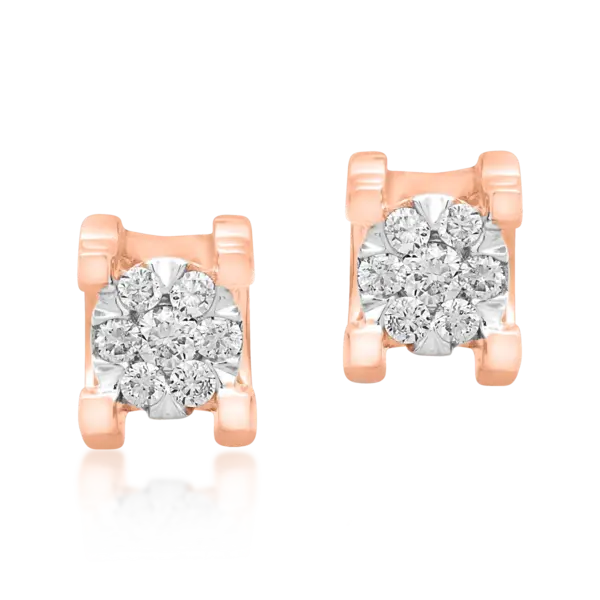 Cercei din aur alb-roz cu diamante de 0.1ct
