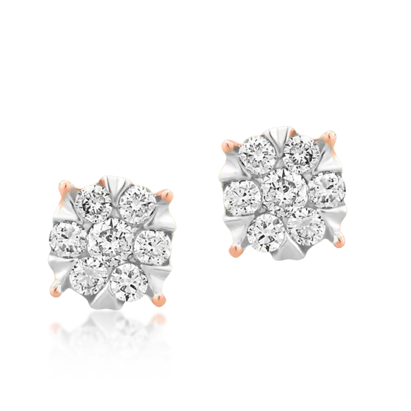 Cercei din aur alb-roz cu diamante de 0.25ct