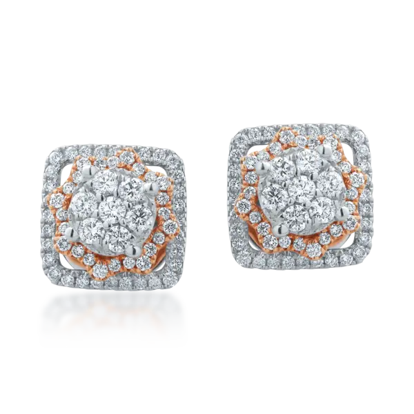 Cercei din aur alb-roz cu diamante de 0.57ct