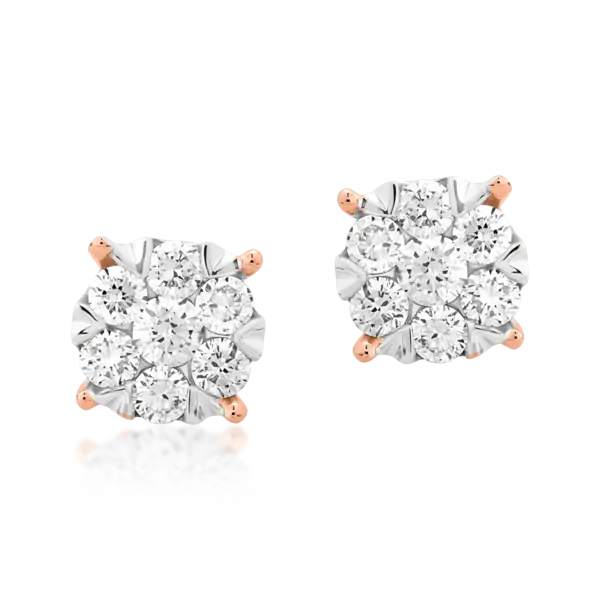 Cercei din aur alb-roz cu diamante de 0.5ct