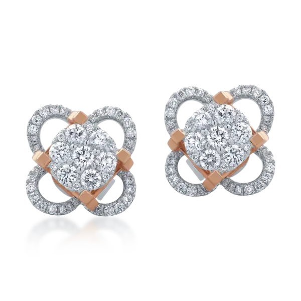Cercei din aur alb-roz cu diamante de 0.66ct