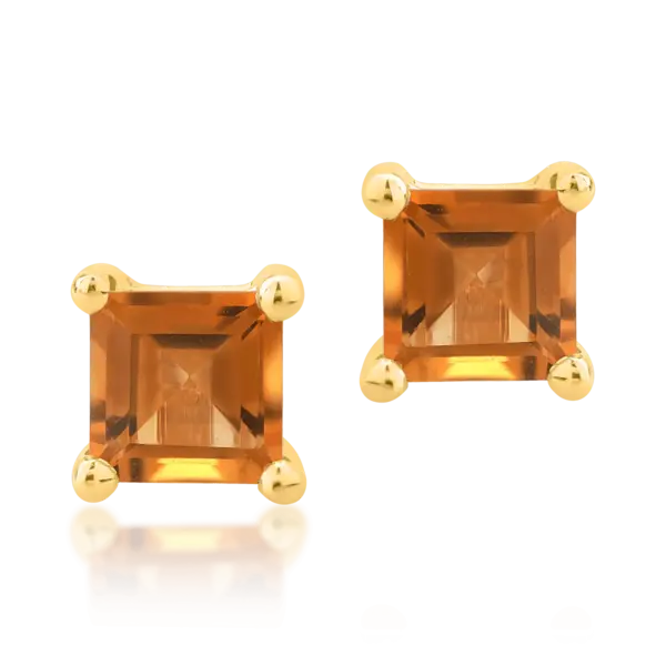 Cercei din aur galben cu citrine square de 0.6ct