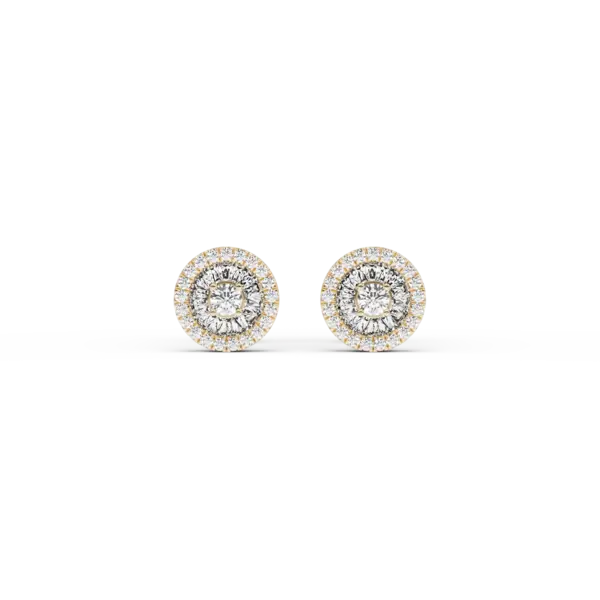 Cercei din aur galben cu diamante baguette si rotunde de 0.36ct