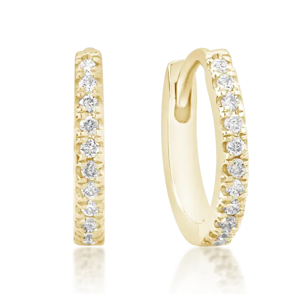 Cercei din aur galben cu diamante de 0.08ct pentru copii