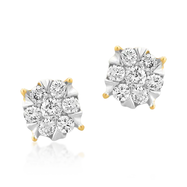 Cercei din aur galben cu diamante de 0.2ct