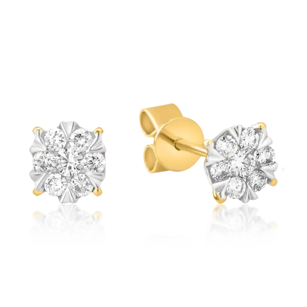 Cercei din aur galben cu diamante de 0.2ct