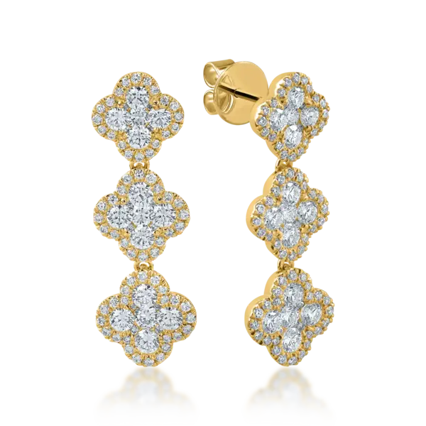 Cercei din aur galben cu diamante de 1.8ct